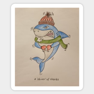 A 'Shiver' of Sharks Sticker